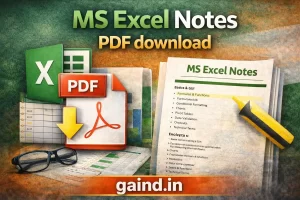 MS Excel Notes PDF download in Hindi | Microsoft Office Guide