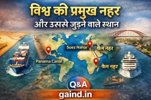 विश्व की प्रमुख नहर और उससे जुड़ने वाले स्थान याद करने की ट्रिक